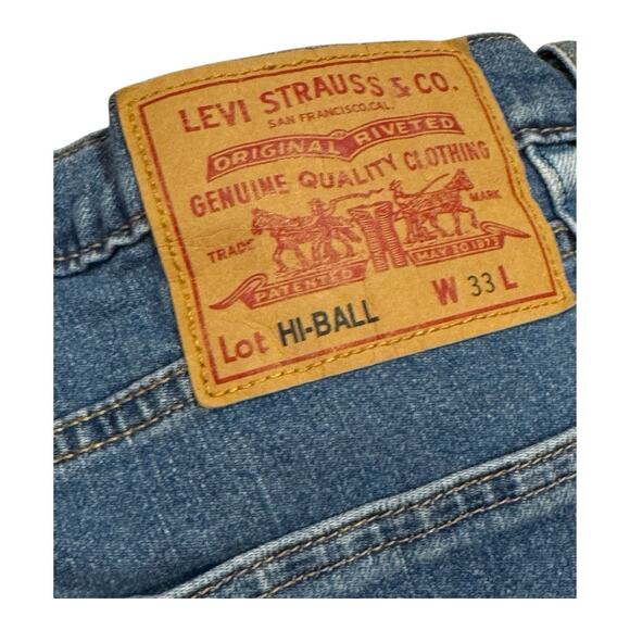 Levi’s Men's Hi Ball Roll Jeans Size 33 Blue Medium Wash Logo Stripe Stretch - Picture 8 of 9